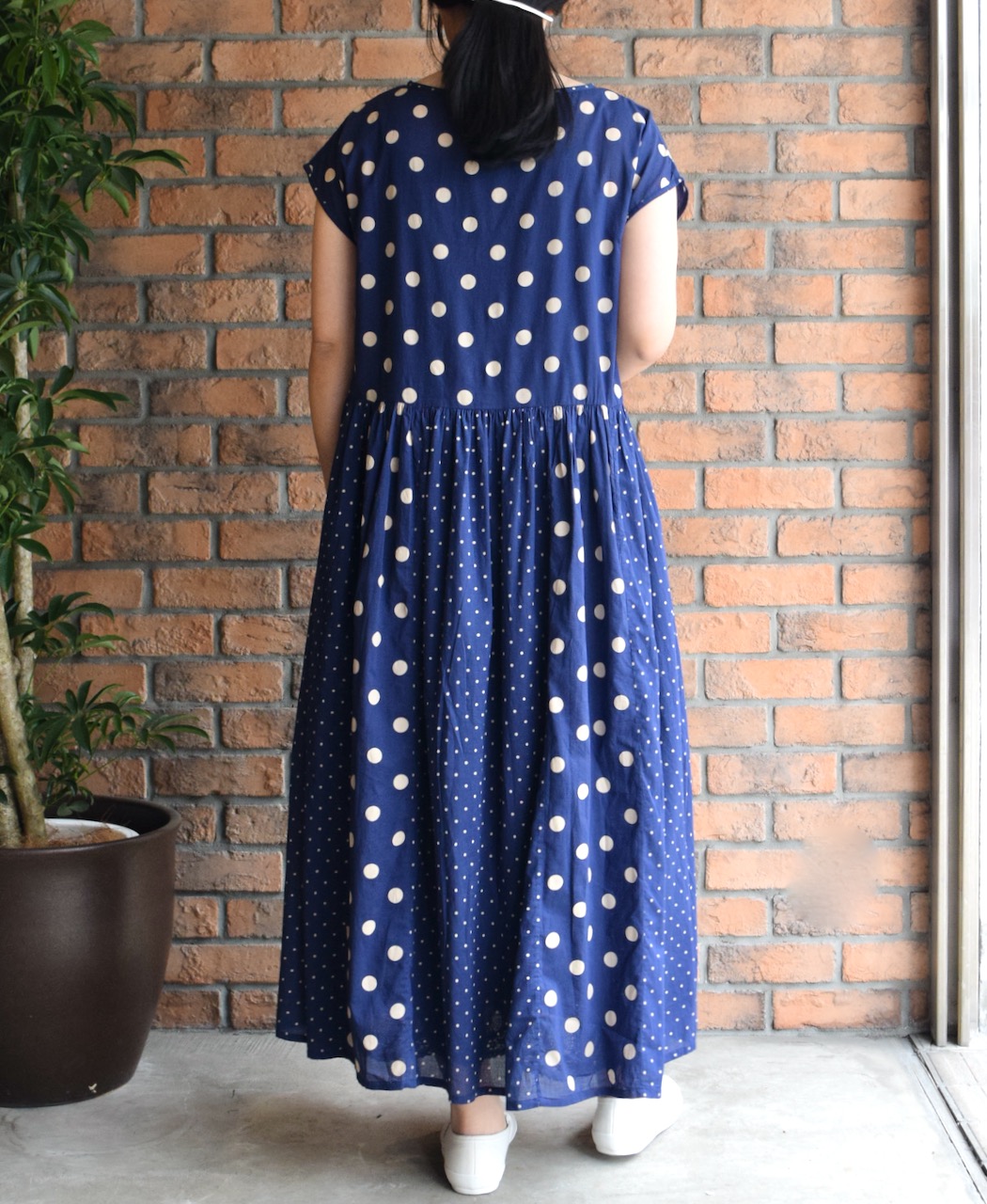NSL25016(ワンピース) 80s COTTON VOILE DOT PRINT(PATCHWORK) BOAT NECK DRESS