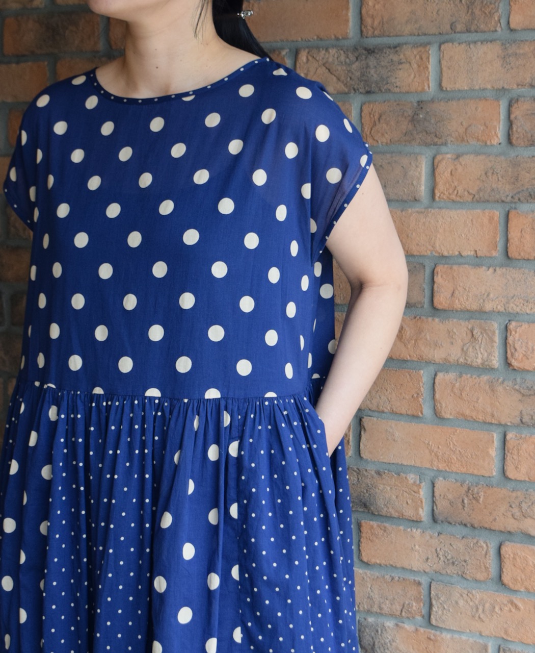 NSL25016(ワンピース) 80s COTTON VOILE DOT PRINT(PATCHWORK) BOAT NECK DRESS