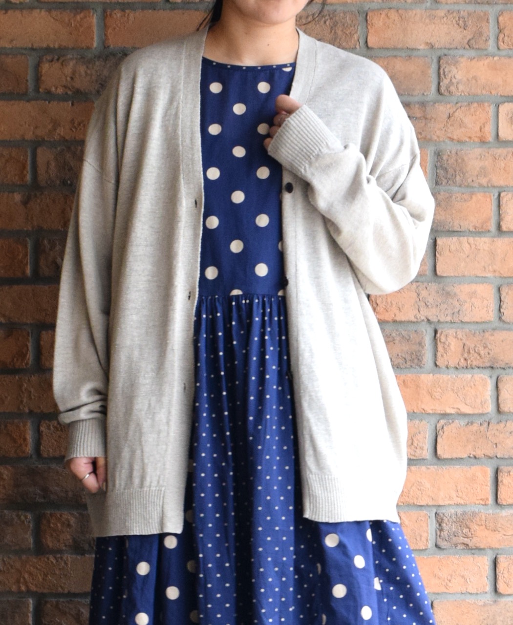 GNSL25023 (ニット) 12GG 1PLY LINEN PLAIN V-NECK CARDIGAN