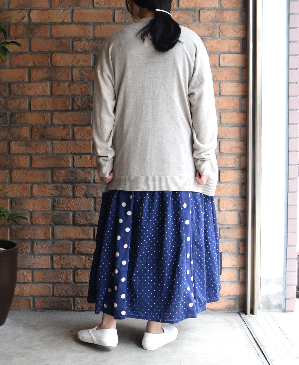GNSL25023 (ニット) 12GG 1PLY LINEN PLAIN V-NECK CARDIGAN