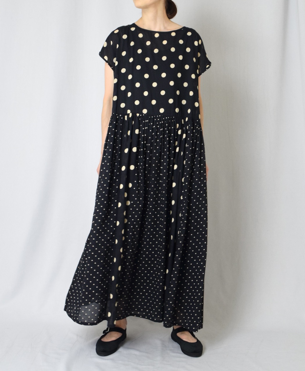 NSL25016(ワンピース) 80s COTTON VOILE DOT PRINT(PATCHWORK) BOAT NECK DRESS