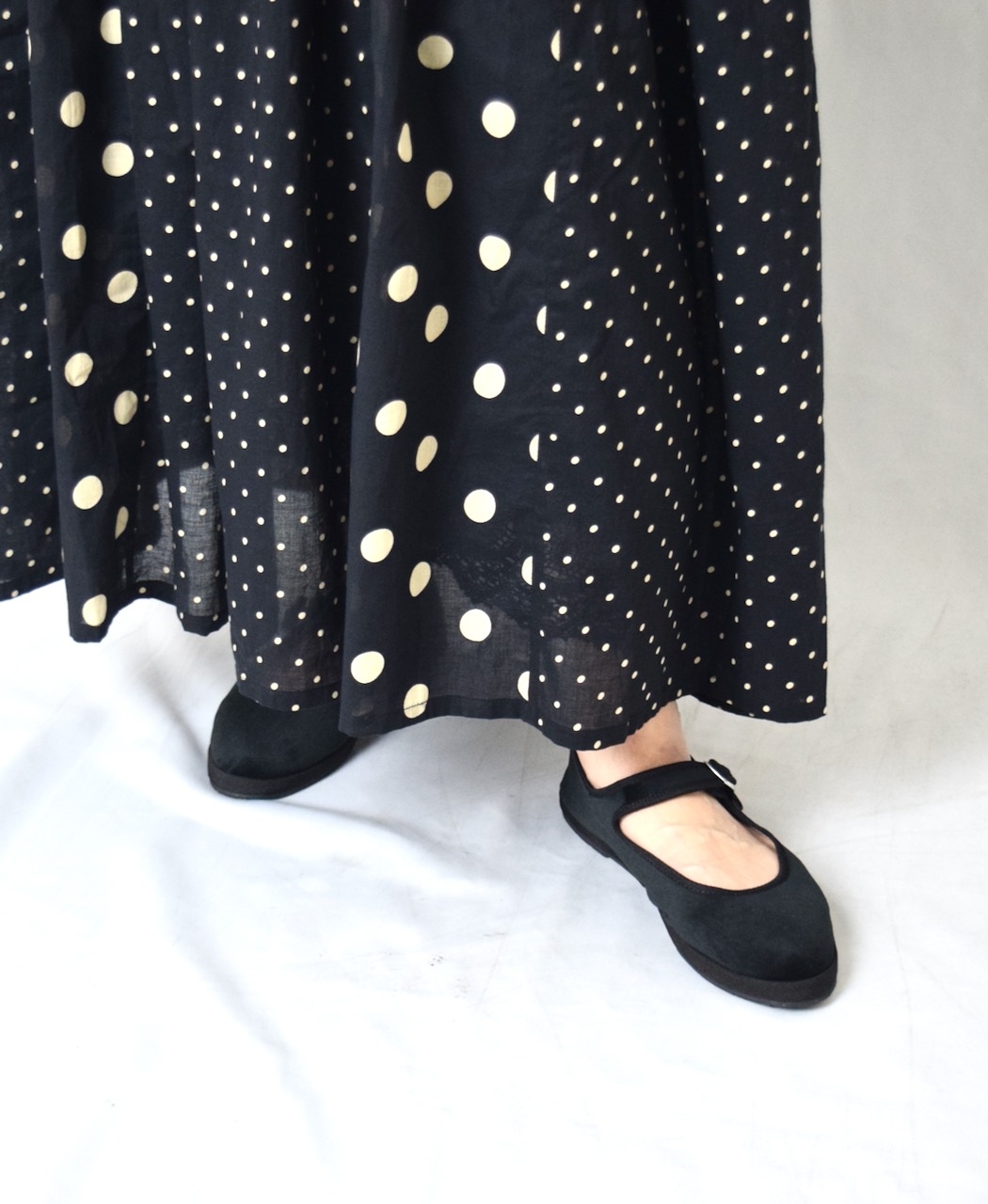 NSL25016(ワンピース) 80s COTTON VOILE DOT PRINT(PATCHWORK) BOAT NECK DRESS