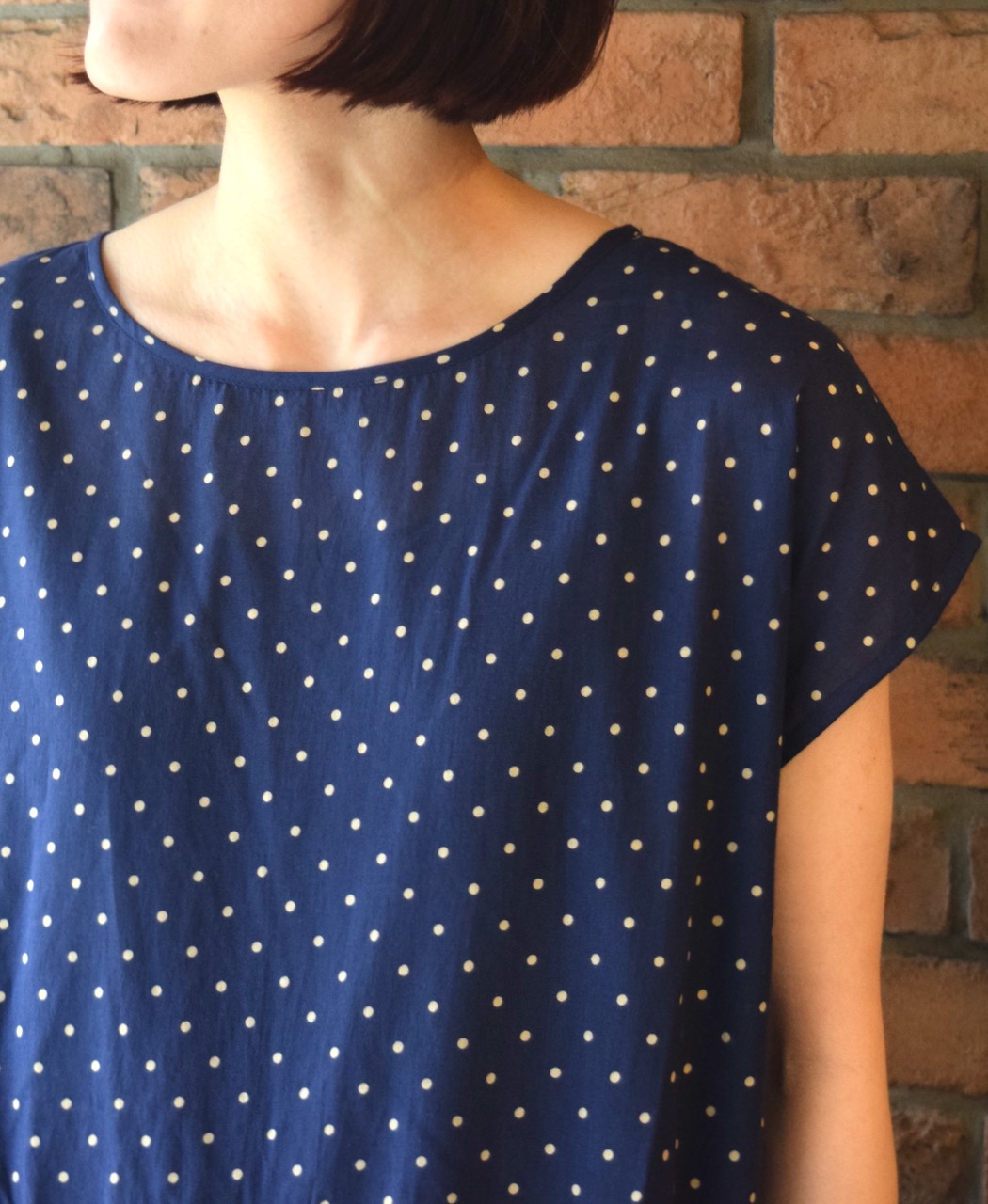 NSL25016(ワンピース) 80s COTTON VOILE DOT PRINT(PATCHWORK) BOAT NECK DRESS