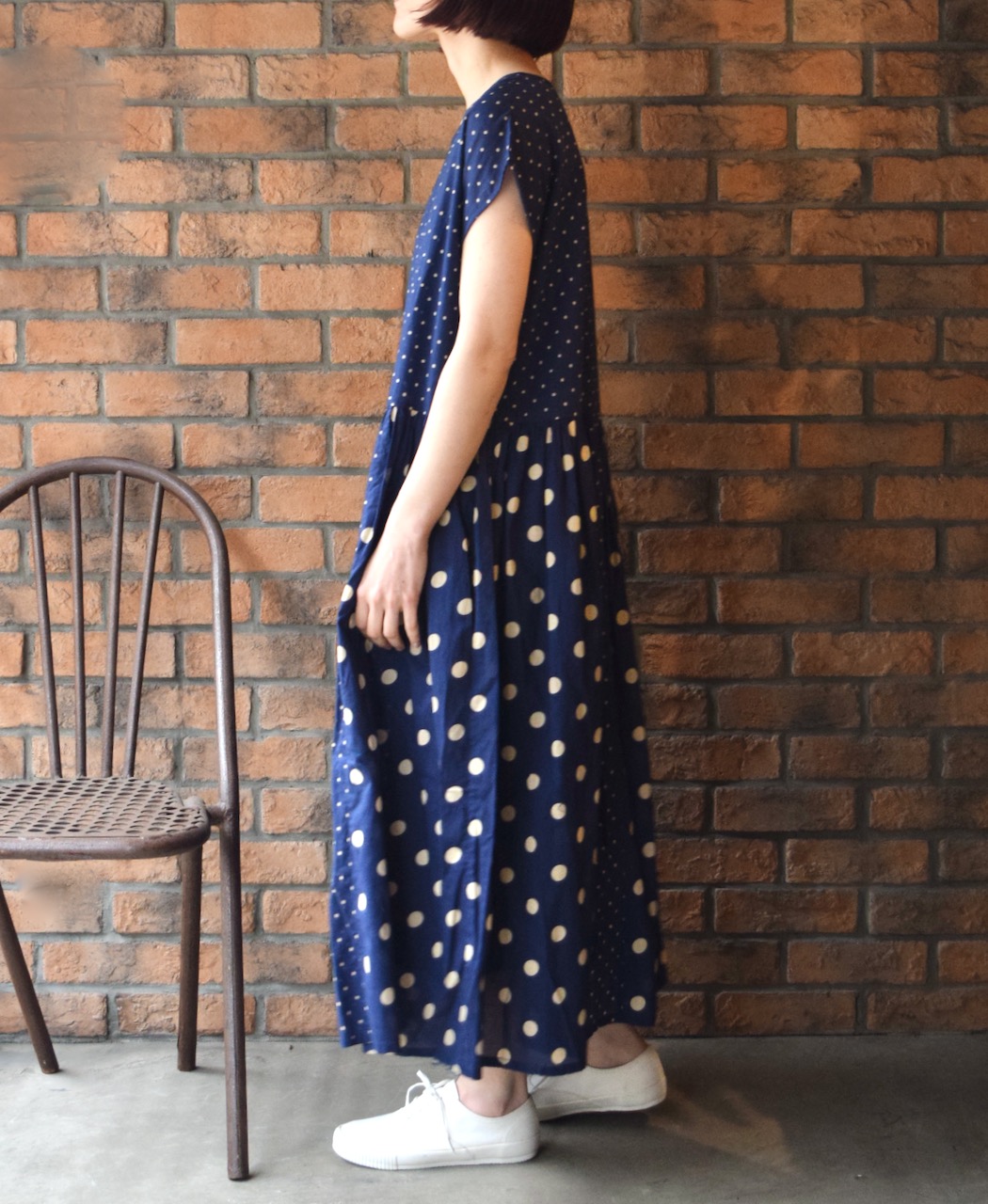 NSL25016(ワンピース) 80s COTTON VOILE DOT PRINT(PATCHWORK) BOAT NECK DRESS