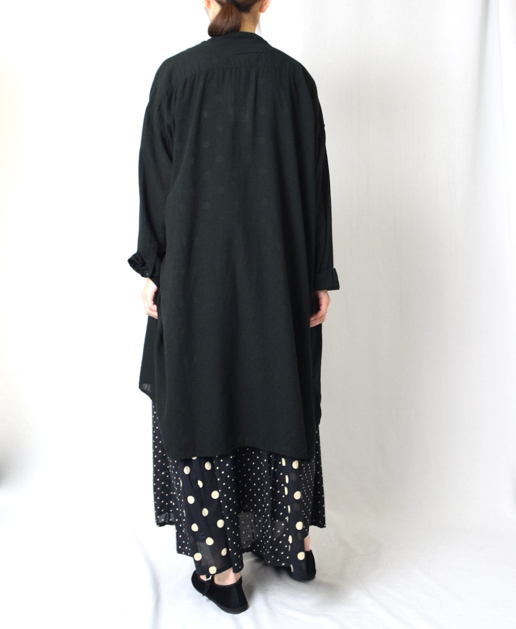 INAM2503G3D(シャツ) 30s GAUZE OVERDYE UTILITY BANDED COLLAR LONG SHIRT