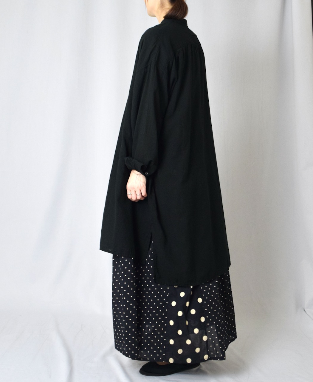 INAM2503G3D(シャツ) 30s GAUZE OVERDYE UTILITY BANDED COLLAR LONG SHIRT