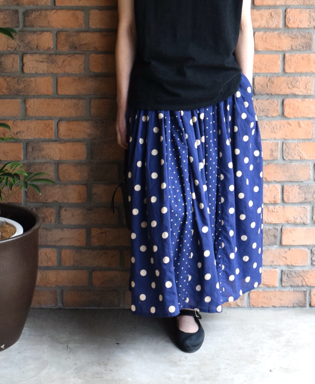 NSL25017(スカート) 80s COTTON VOILE DOT PRINT(PATCHWORK) GATHERED SKIRT