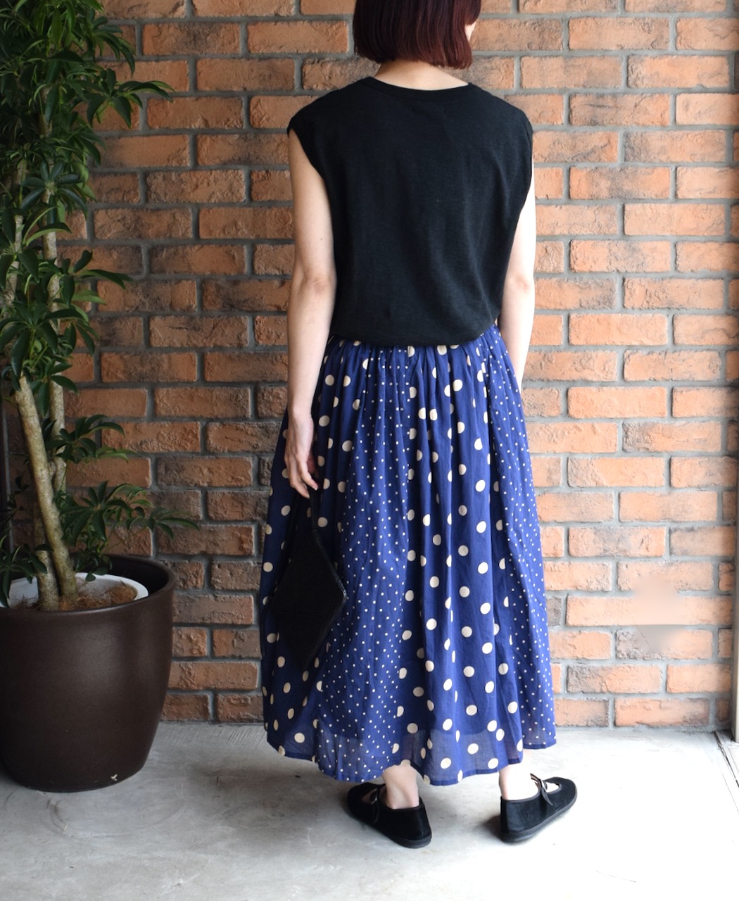 NSL25017(スカート) 80s COTTON VOILE DOT PRINT(PATCHWORK) GATHERED SKIRT