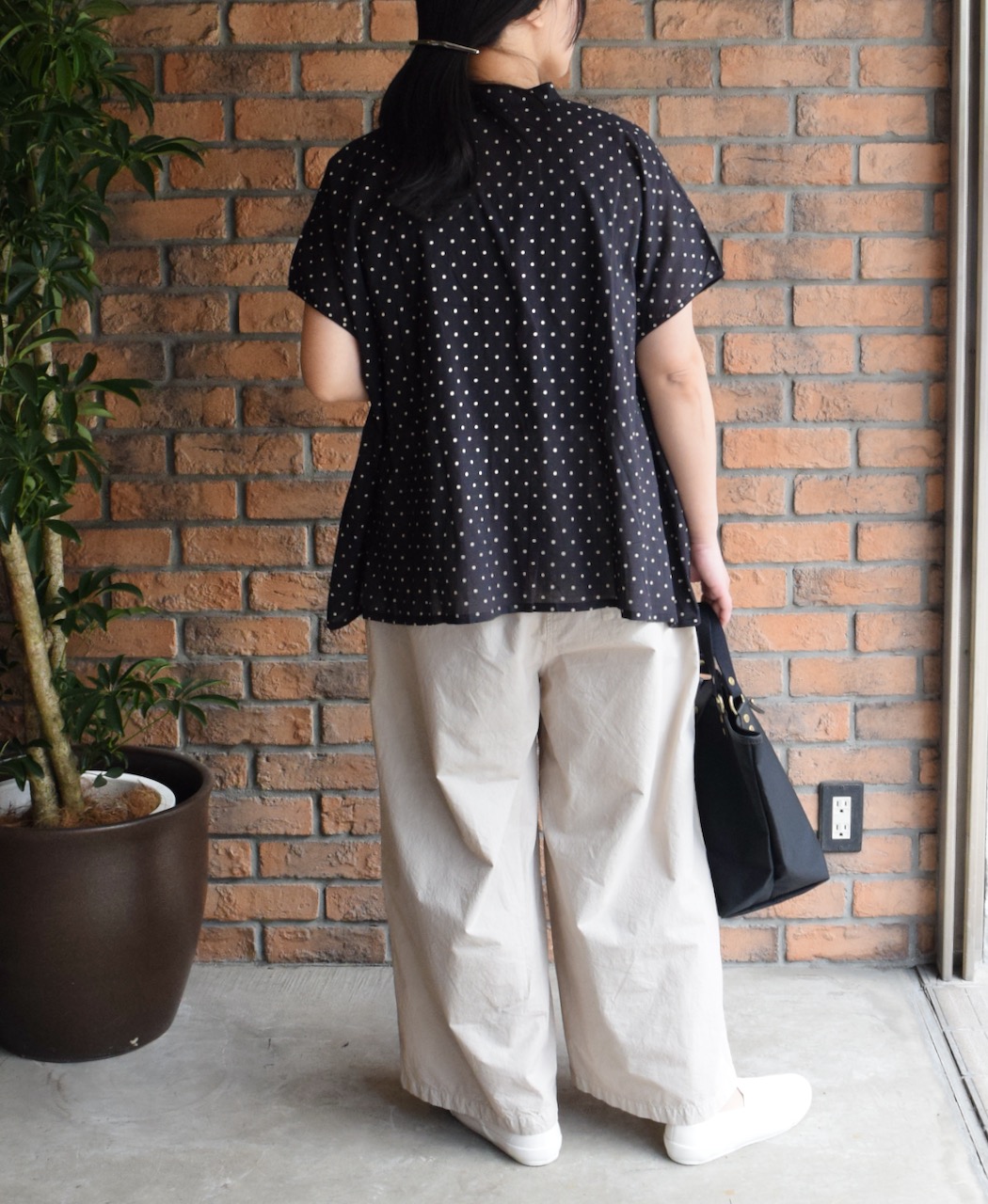 NSL24011 (シャツ) 80s COTTON VOILE DOT PRINT BANDED COLLAR FRENCH/SL SHIRT