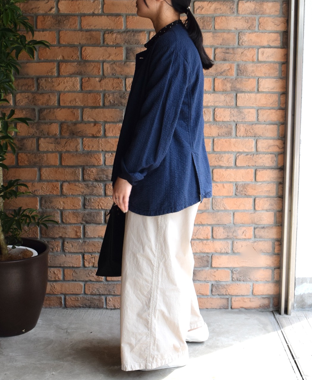 NVL2511SPD(ジャケット) SEERSUCKER PLAIN OVERDYE SIDE VENTS NO COLLAR JACKET
