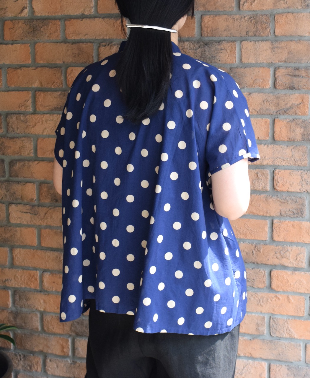 NSL24011 (シャツ) 80s COTTON VOILE DOT PRINT BANDED COLLAR FRENCH/SL SHIRT