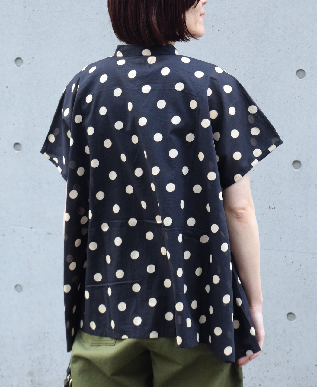 NSL24011 (シャツ) 80s COTTON VOILE DOT PRINT BANDED COLLAR FRENCH/SL SHIRT