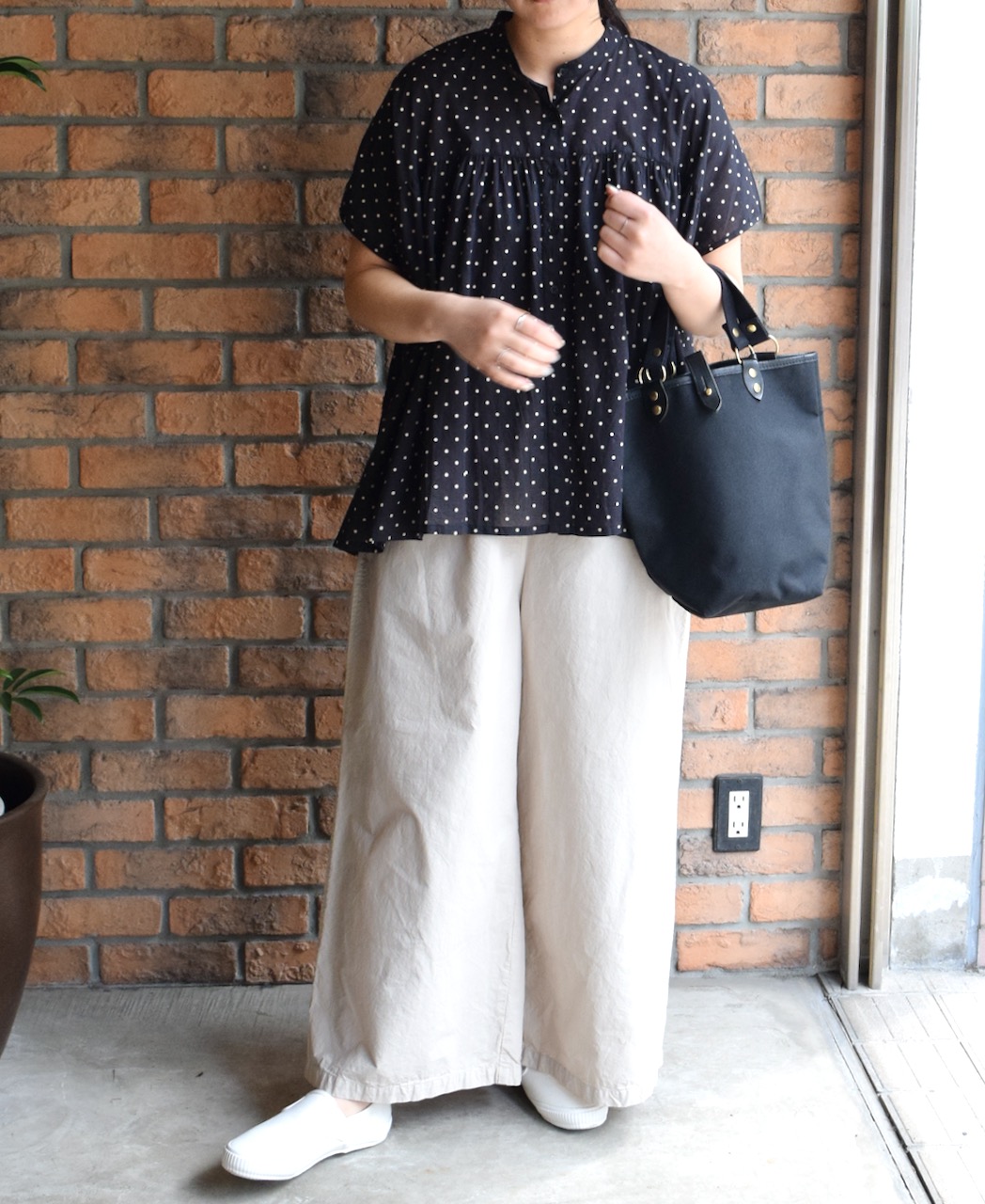 NSL24011 (シャツ) 80s COTTON VOILE DOT PRINT BANDED COLLAR FRENCH/SL SHIRT