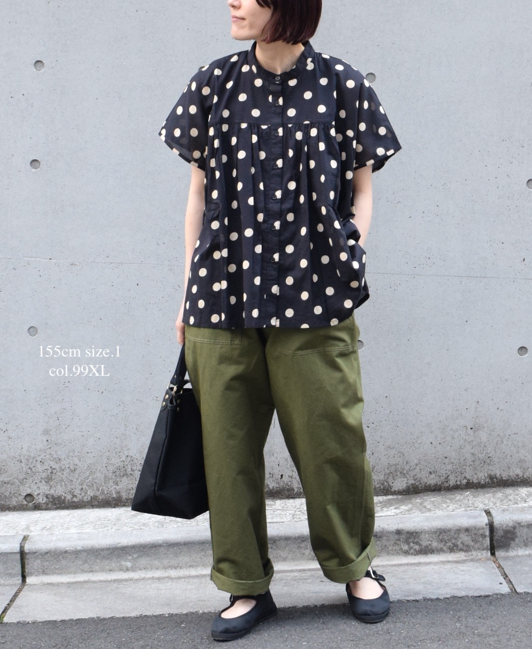 NSL24011 (シャツ) 80s COTTON VOILE DOT PRINT BANDED COLLAR FRENCH/SL SHIRT