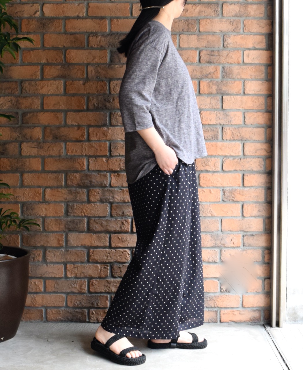 NSL22016 (パンツ) COTTON VOILE DOT PRINT WIDE EASY PANTS