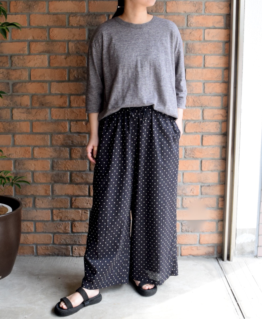 NSL22016 (パンツ) COTTON VOILE DOT PRINT WIDE EASY PANTS