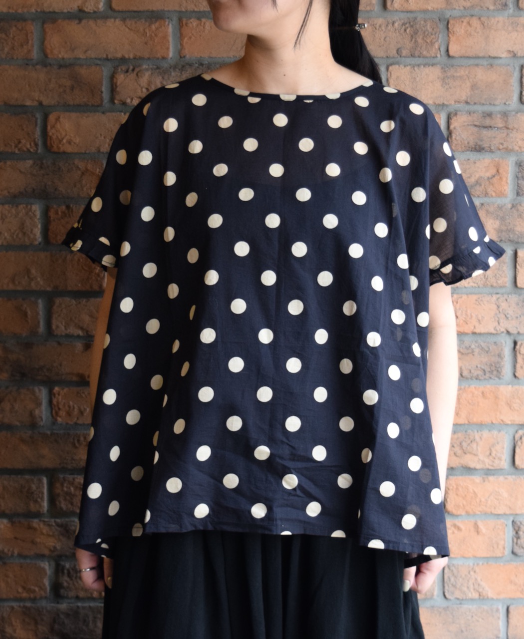 NSL24012 (ブラウス) 80s COTTON VOILE DOT PRINT GATHERED SMOCK