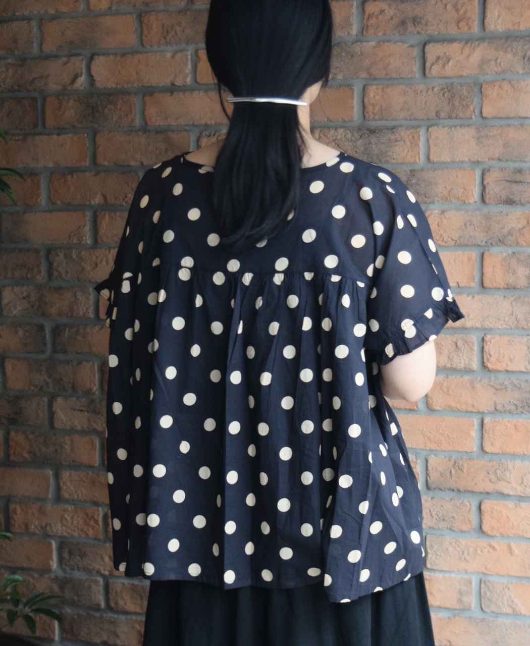NSL24012 (ブラウス) 80s COTTON VOILE DOT PRINT GATHERED SMOCK