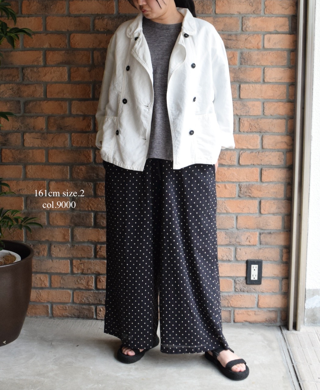 ISNAM2402D(ジャケット) COTTON LINEN OVERDYE ROUND COLLAR DOUBLE JACKET
