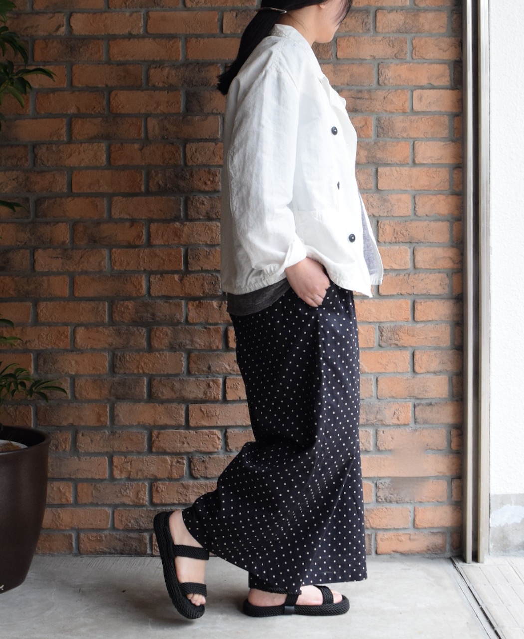 ISNAM2402D(ジャケット) COTTON LINEN OVERDYE ROUND COLLAR DOUBLE JACKET