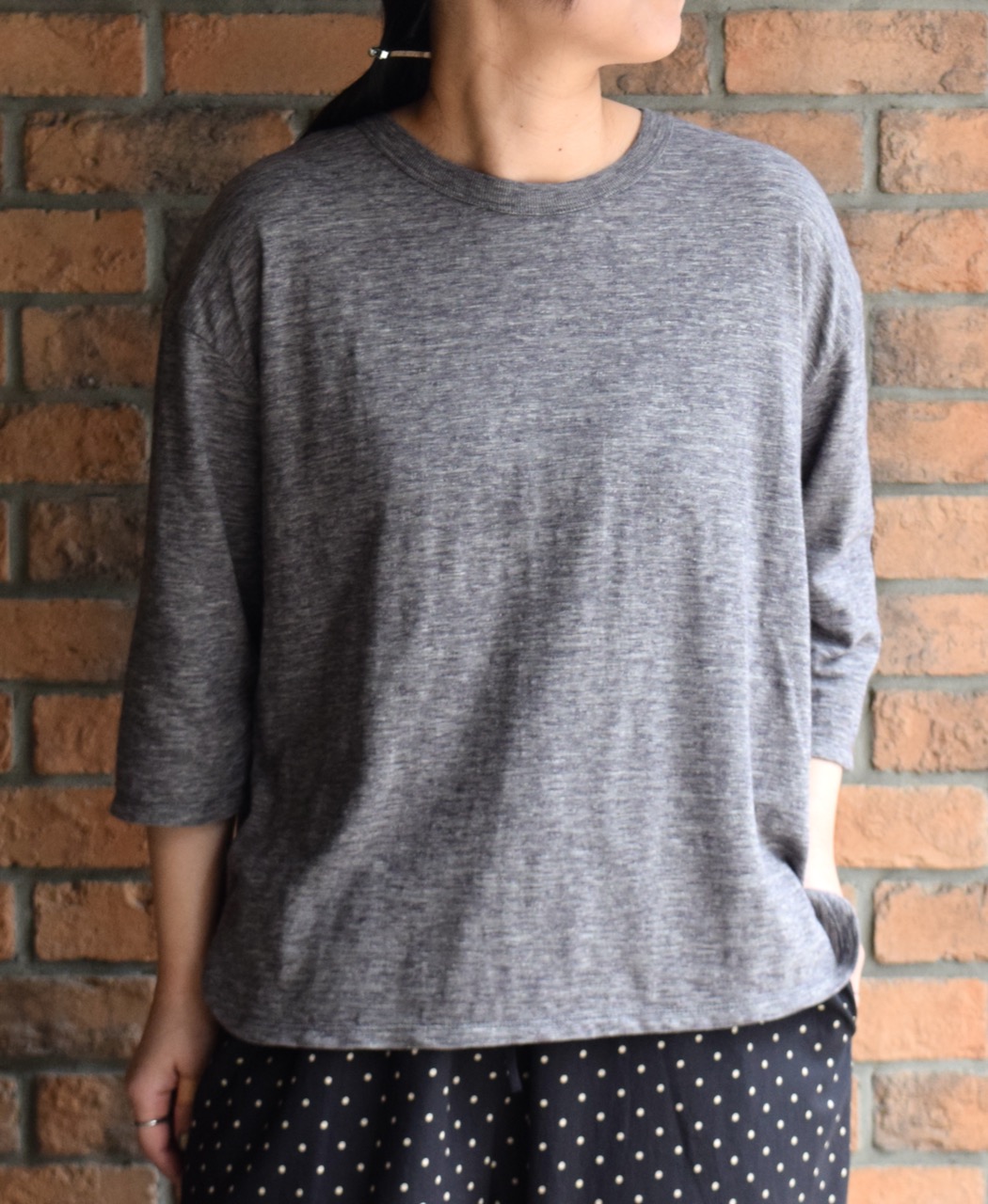 GNSL25041(Tシャツ) SLUB VINTAGE CREW-NECK 3/4SL LONG SHIRT