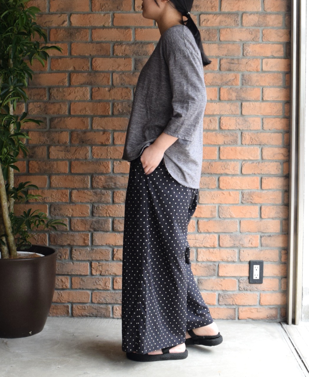 GNSL25041(Tシャツ) SLUB VINTAGE CREW-NECK 3/4SL LONG SHIRT