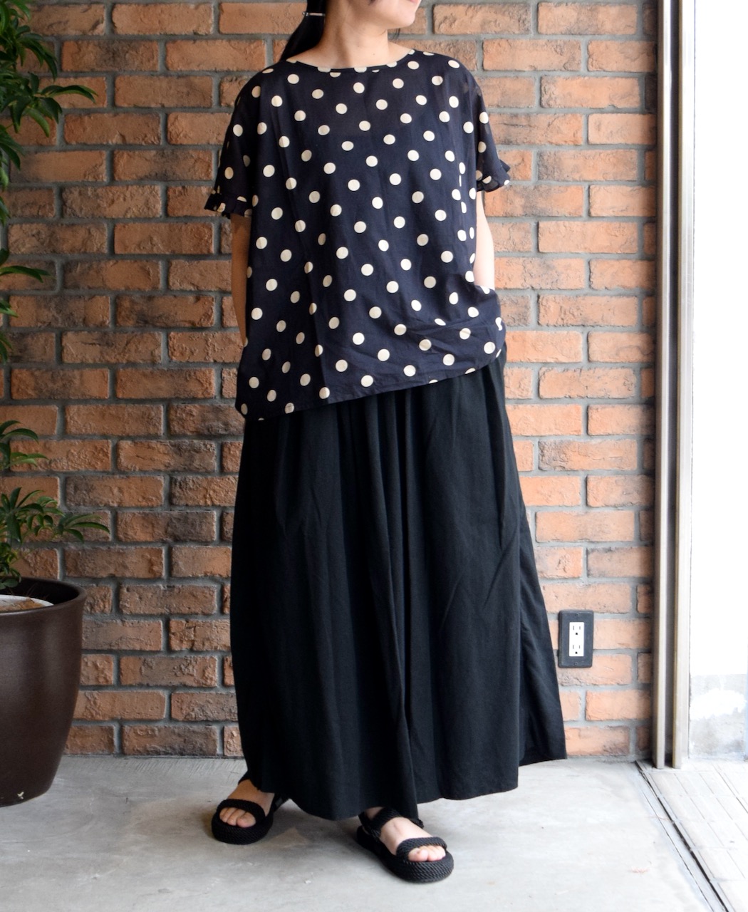 INAM2504G3D(スカート) 30s GAUZE OVERDYE　EASY GATHERED SKIRT