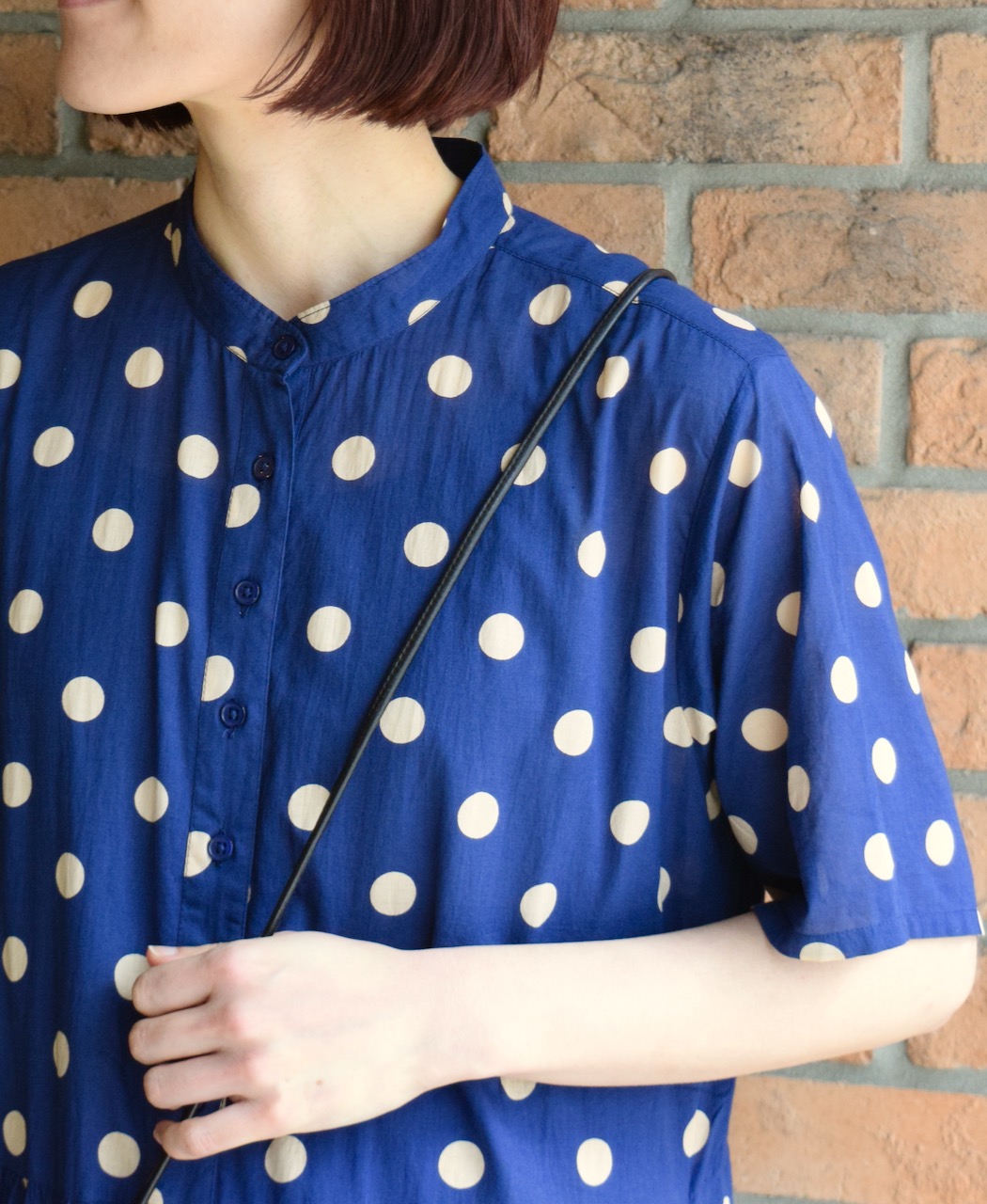 NSL22013 (ワンピース) 80s COTTON VOILE DOT PRINT BANDED COLLAR S/SL DRESS