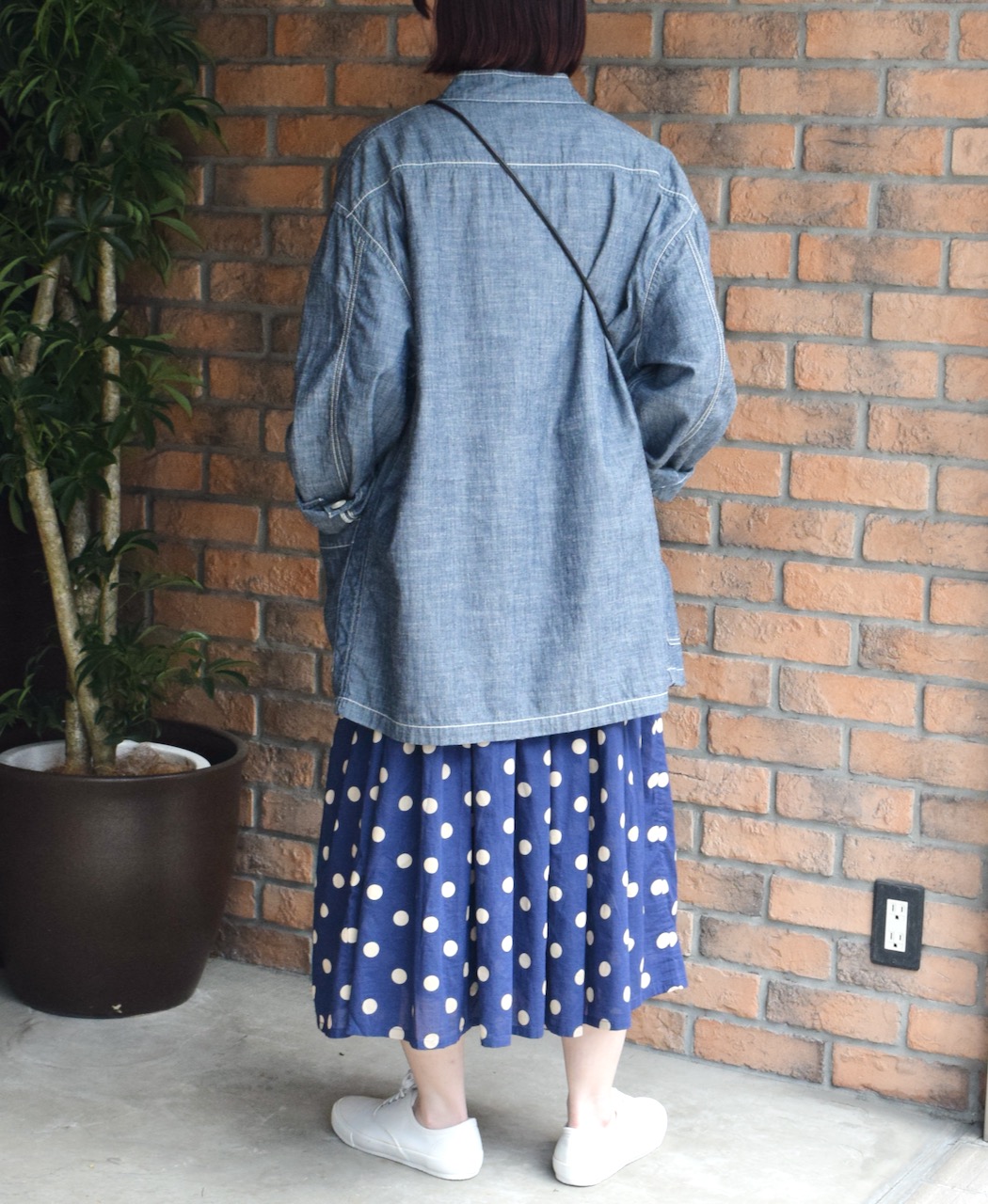 ISNAM2501CB(ジャケット) NAVY CHAMBRAY BANDED COLLAR JACKET