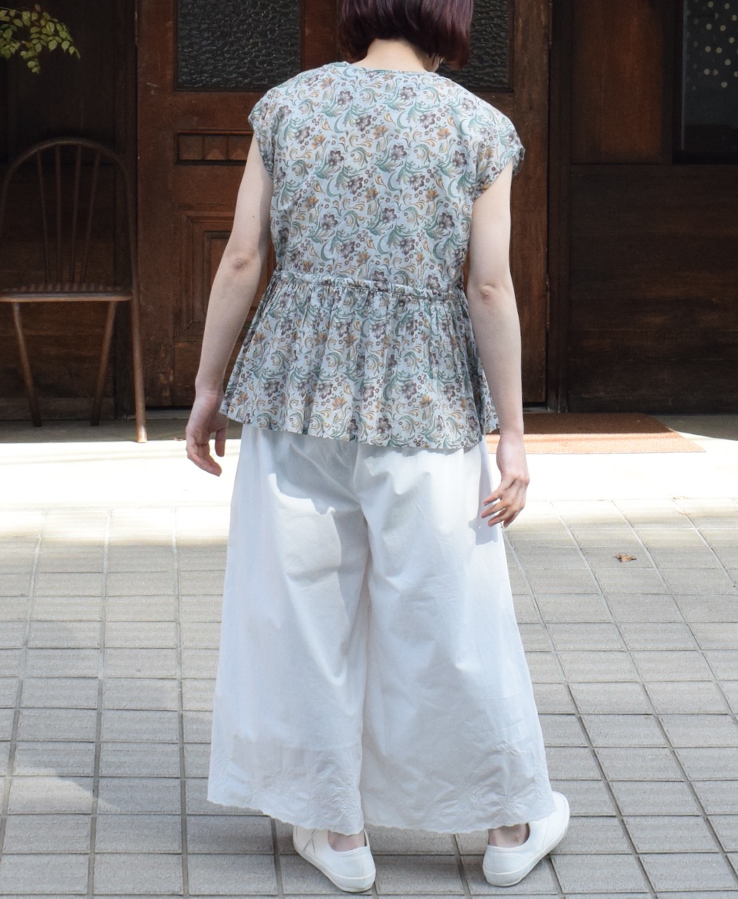NSL25092(ブラウス) 80s VOILE PAISLEY FLOWER PRINT FRENCH/SL CACHE COEUR