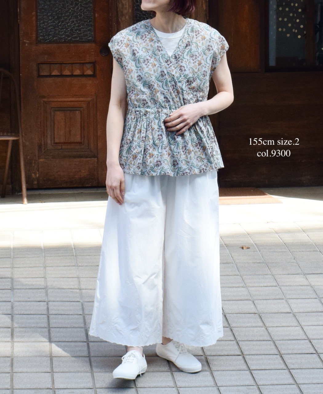 NSL25092(ブラウス) 80s VOILE PAISLEY FLOWER PRINT FRENCH/SL CACHE COEUR