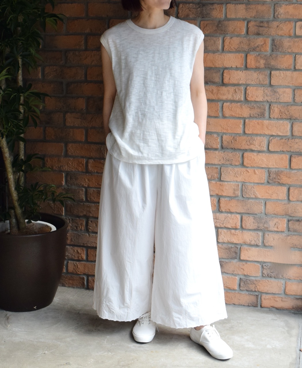 INSL25233(パンツ) 60s POPLIN PLAIN WITH CUT WORK EMBROIDERY EASY PANTS