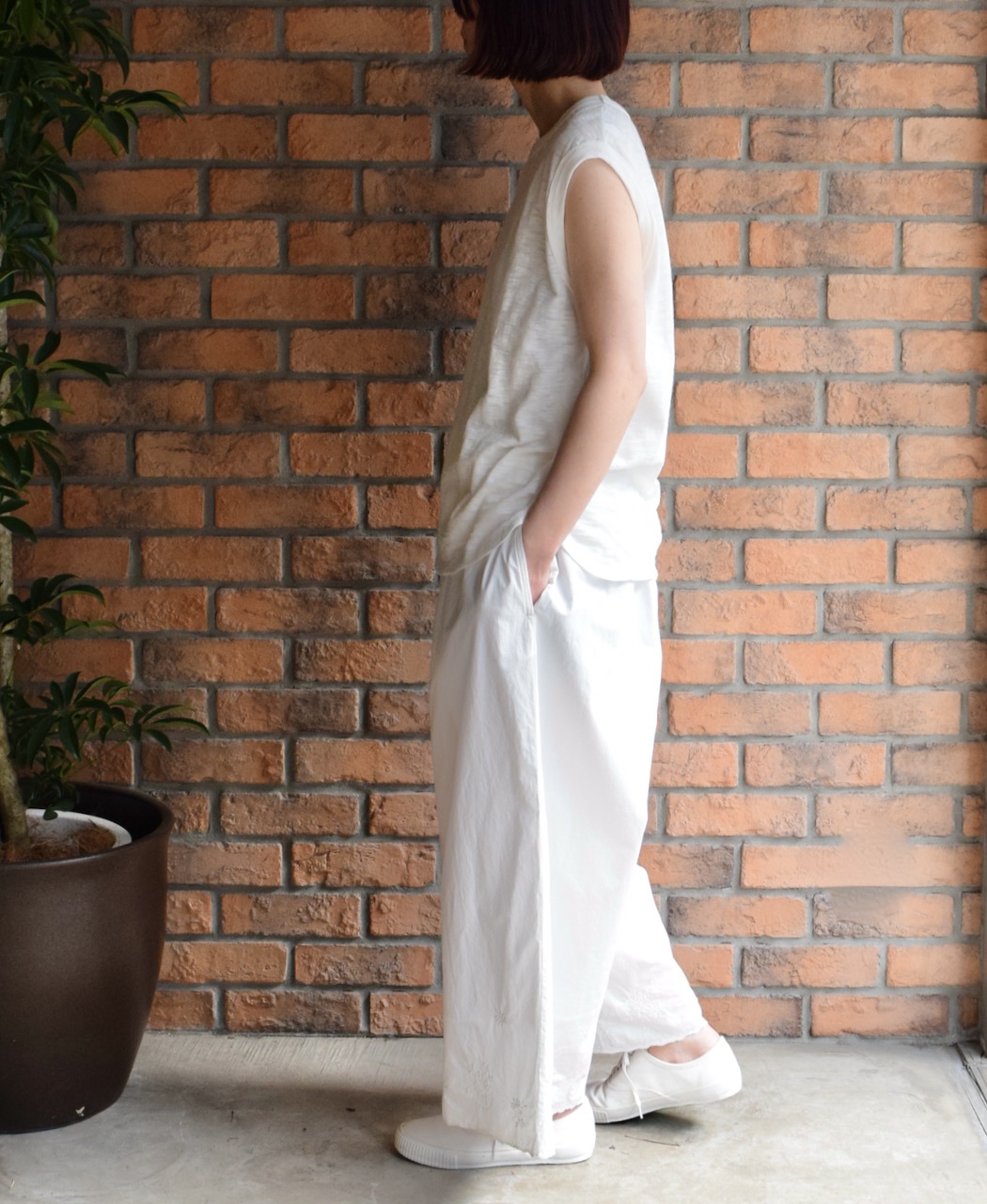 INSL25233(パンツ) 60s POPLIN PLAIN WITH CUT WORK EMBROIDERY EASY PANTS