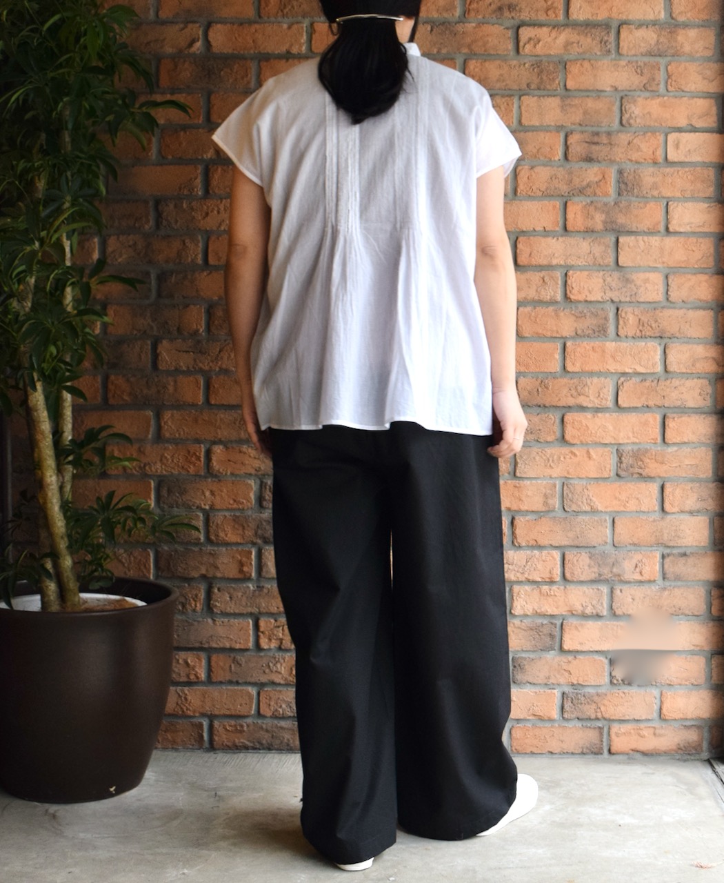 NSL25042(シャツ) 80s COTTON VOILE PLAIN BANDED COLLAR FRENCH/SL PINTUCK SHIRT