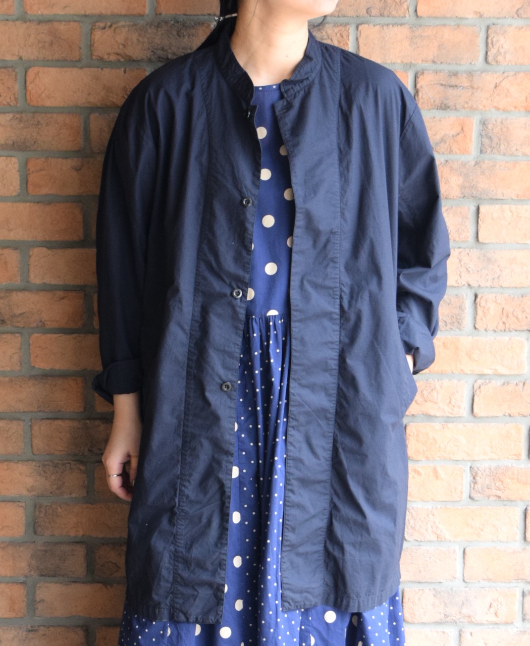 INHT2501CP(ジャケット) 60s COTTON POPLIN OVERDYE STAND COLLAR FLY FRONT JACKET
