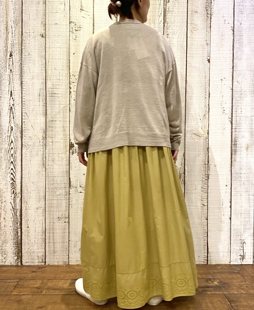 GNSL23302 (ニット) 12GG 1PLY LINEN PLAIN V-NECK 1 BUTTON CARDIGAN