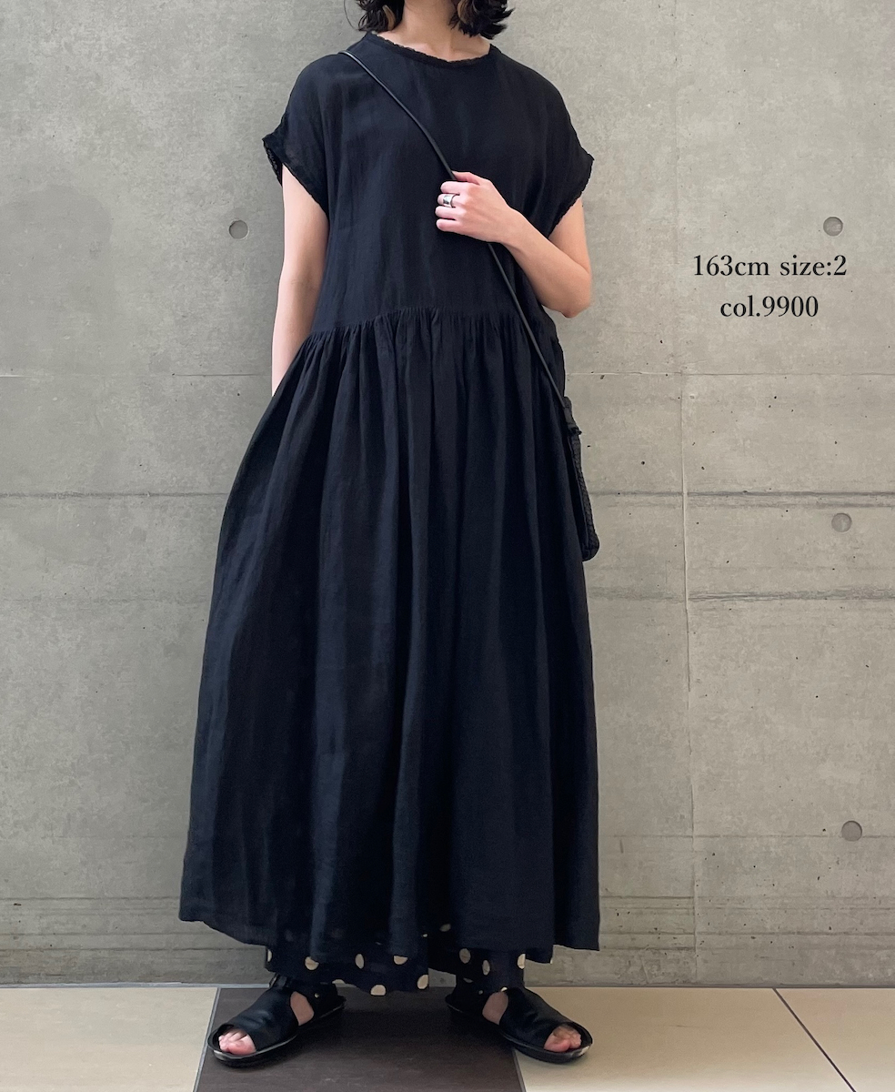 NMDS25244(ワンピース) 80s POWER LOOM LINEN PLAIN BOAT-NECK LACE PULLOVER DRESS