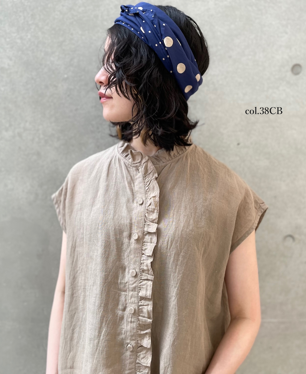 NSL22017 (スカーフ) COTTON VOILE DOT PRINT TRIANGLE SCARF