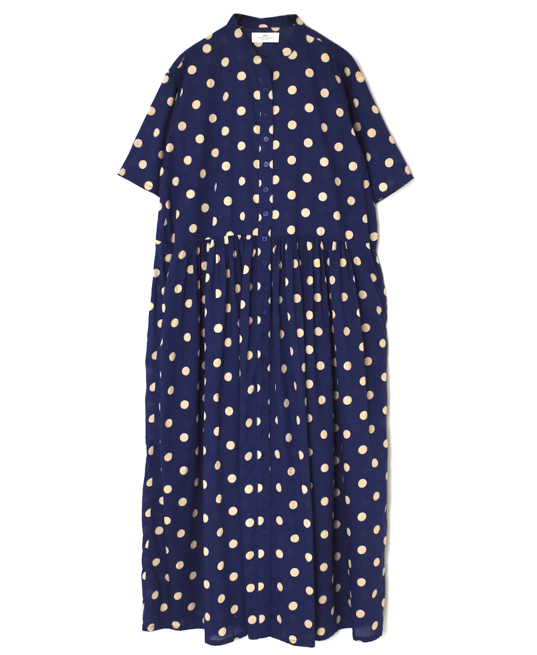 NSL22013 (ワンピース) 80s COTTON VOILE DOT PRINT BANDED COLLAR S/SL DRESS