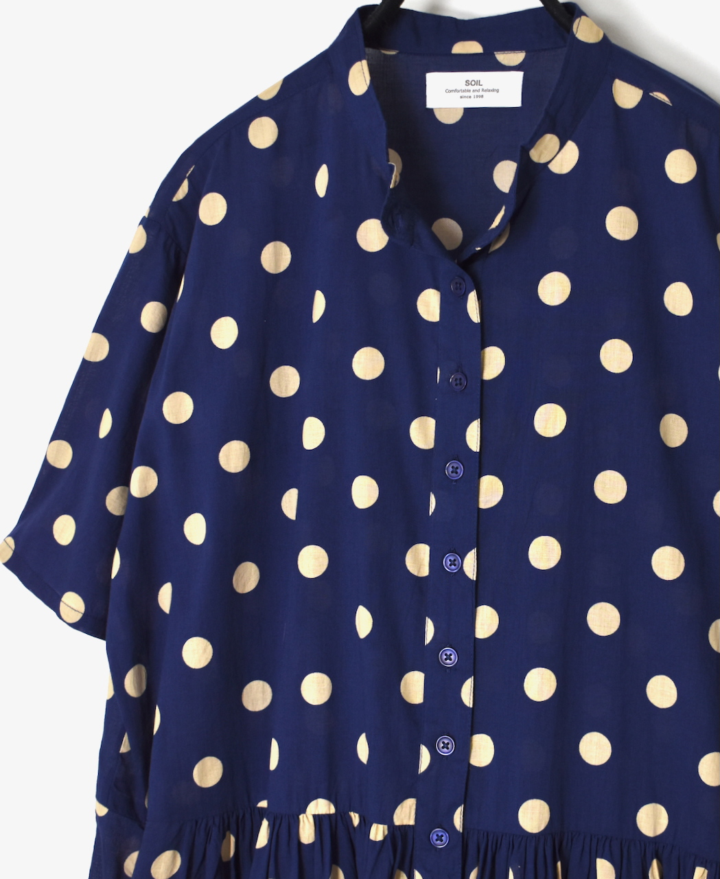 NSL22013 (ワンピース) 80s COTTON VOILE DOT PRINT BANDED COLLAR S/SL DRESS
