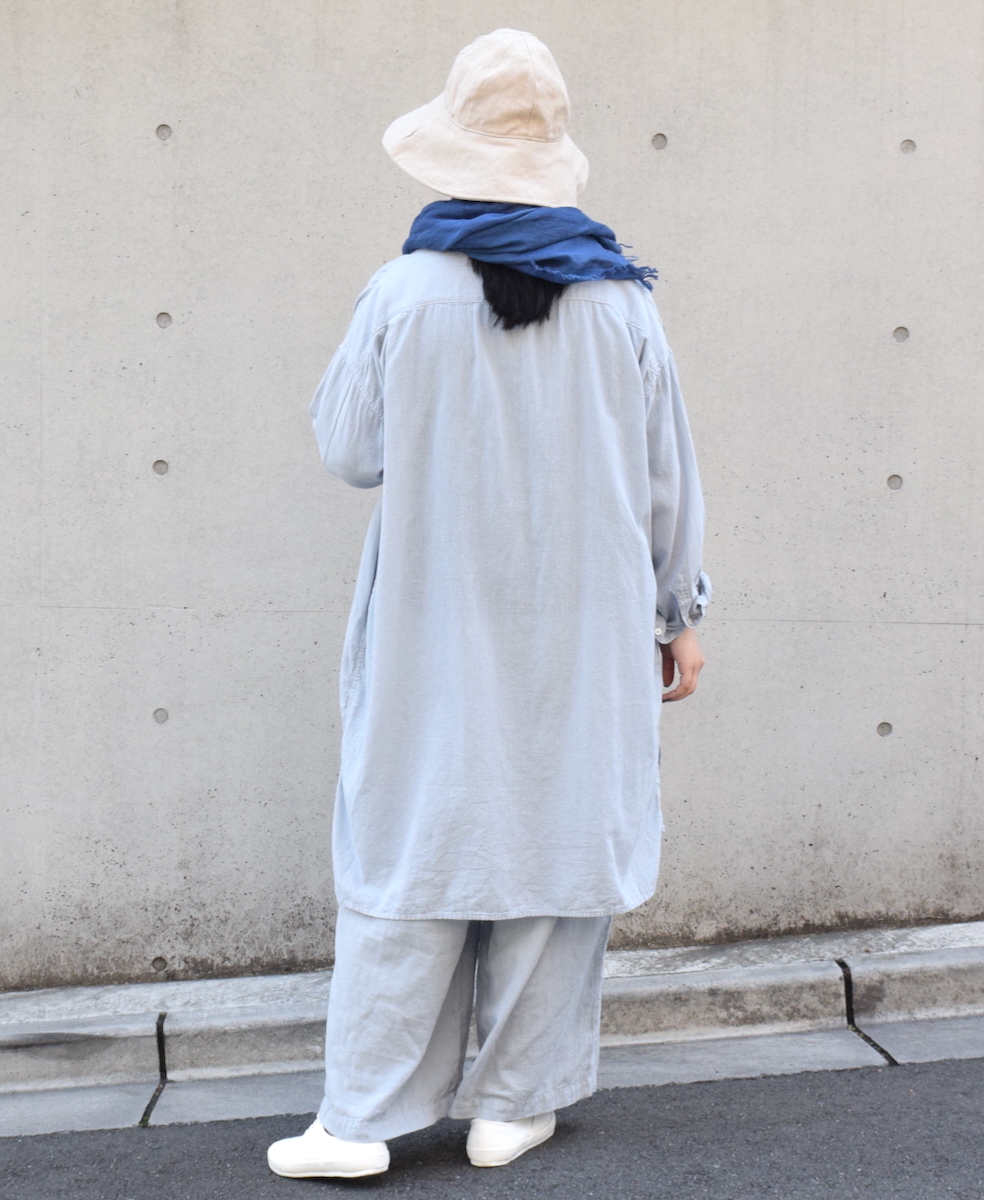 INAM2503G3D(シャツ) 30s GAUZE OVERDYE UTILITY BANDED COLLAR LONG SHIRT