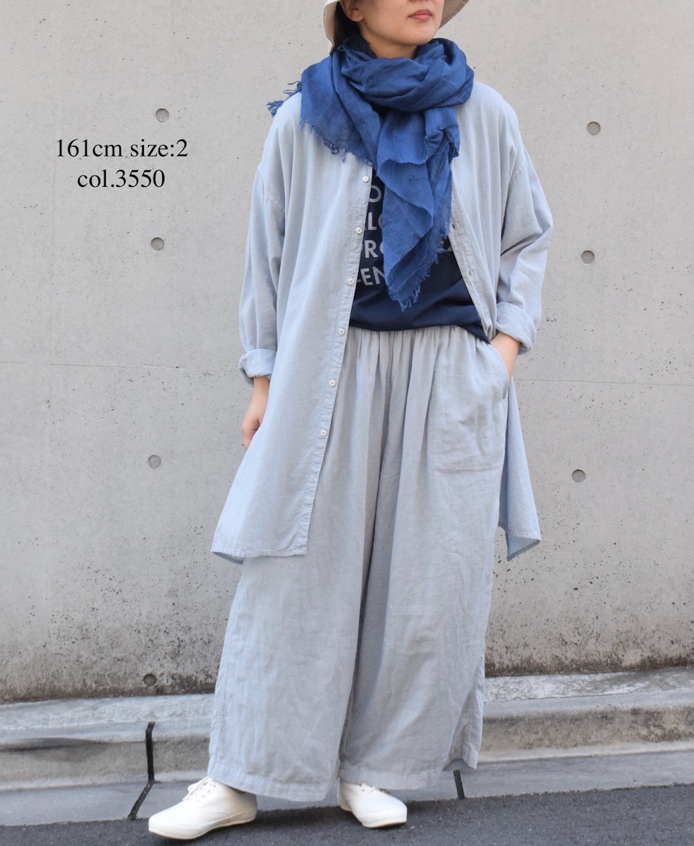 INAM2503G3D(シャツ) 30s GAUZE OVERDYE UTILITY BANDED COLLAR LONG SHIRT