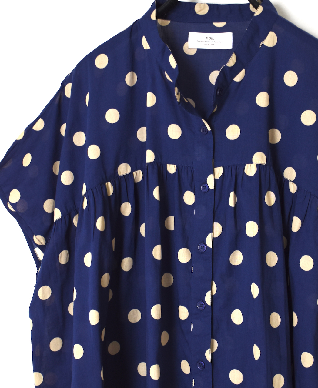 NSL24011 (シャツ) 80s COTTON VOILE DOT PRINT BANDED COLLAR FRENCH/SL SHIRT