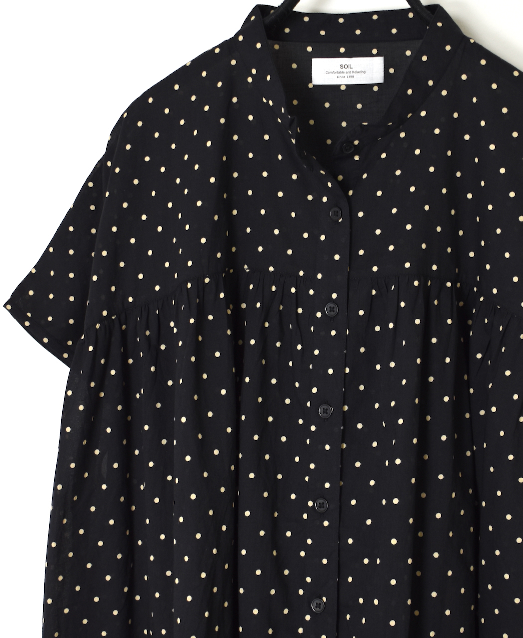 NSL24011 (シャツ) 80s COTTON VOILE DOT PRINT BANDED COLLAR FRENCH/SL SHIRT