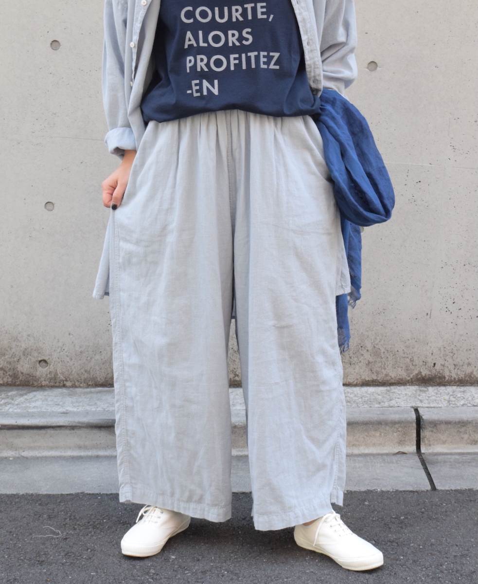 INAM2505G3D(パンツ) 30s GAUZE OVERDYE UTILITY GATHERED EASY PANTS WITH LINING
