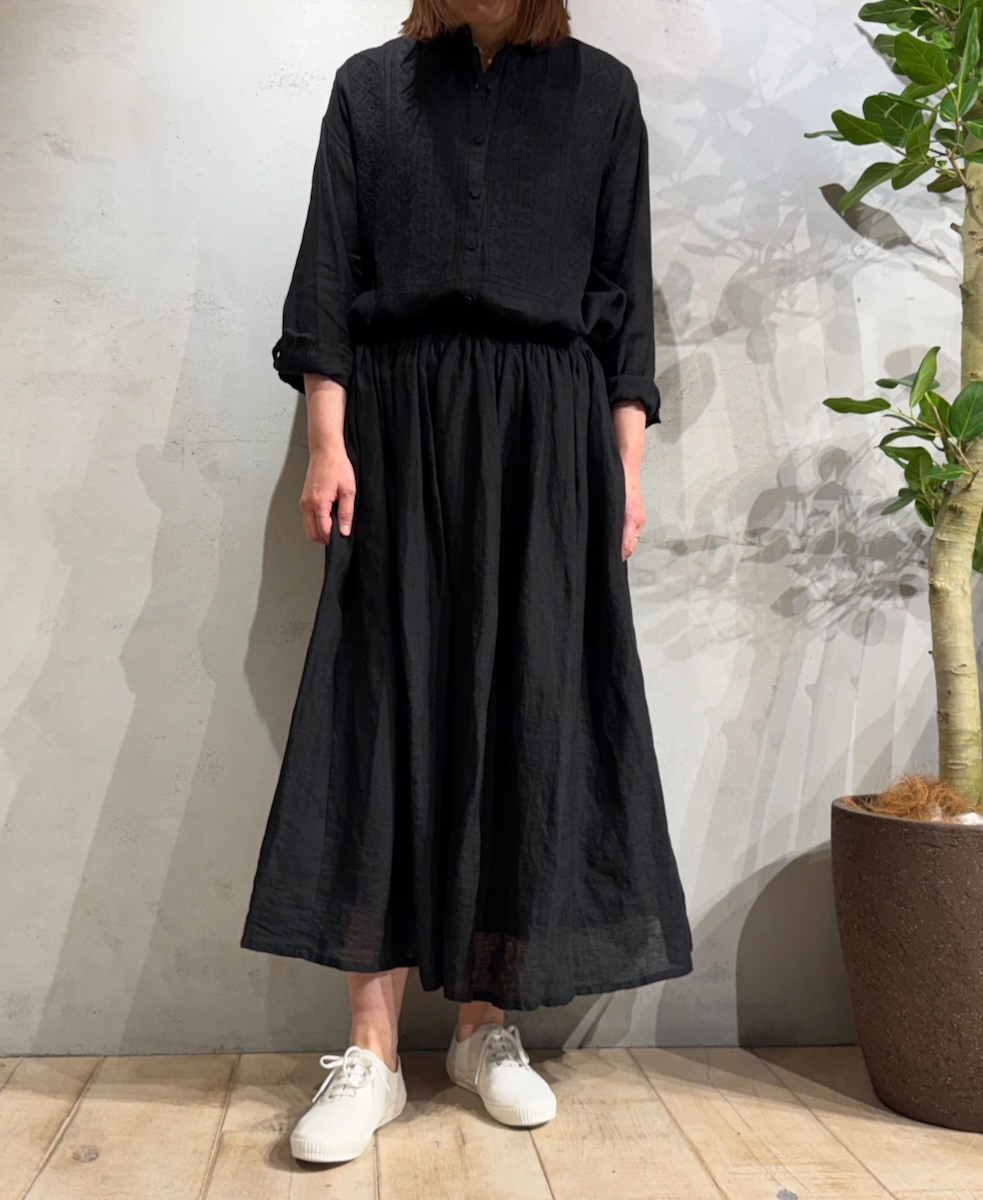NMDS25245(スカート) 80s POWER LOOM LINEN PLAIN GATHERED SKIRT WITH LINING