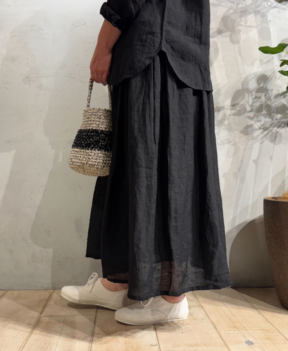 NMDS25245(スカート) 80s POWER LOOM LINEN PLAIN GATHERED SKIRT WITH LINING