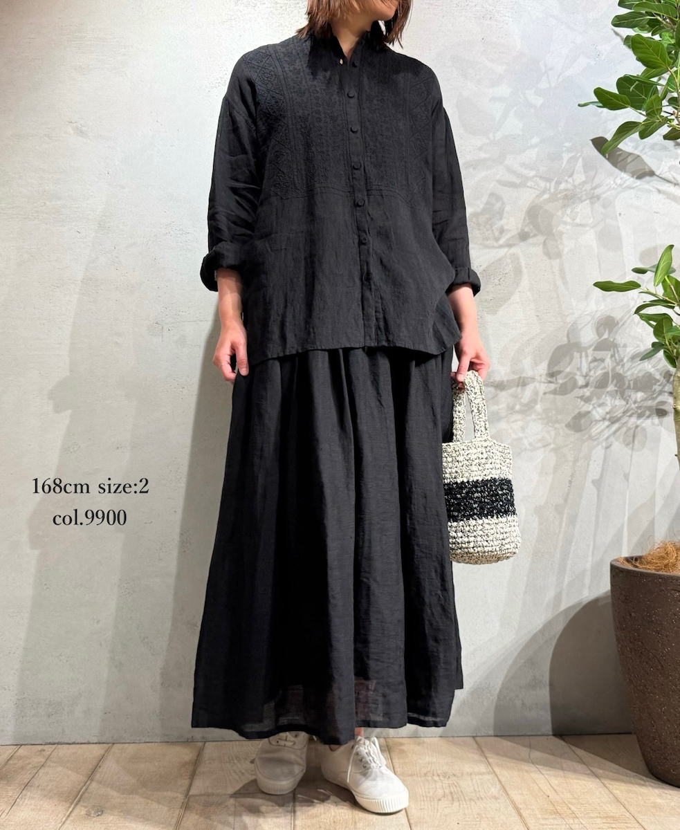 NMDS25245(スカート) 80s POWER LOOM LINEN PLAIN GATHERED SKIRT WITH LINING