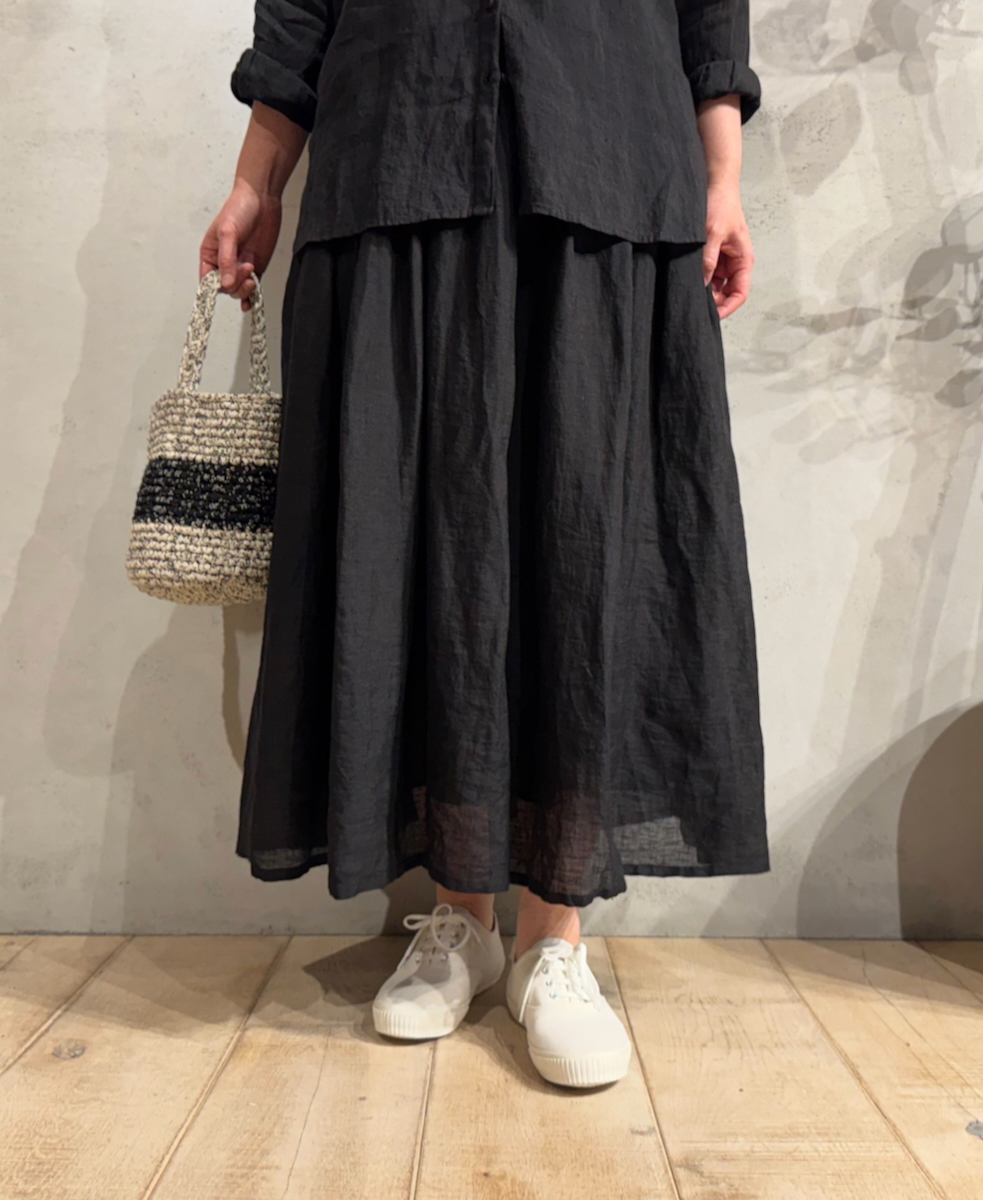 NMDS25245(スカート) 80s POWER LOOM LINEN PLAIN GATHERED SKIRT WITH LINING