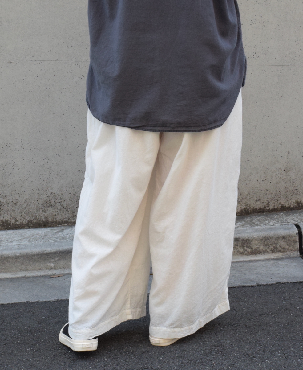 INAM2505G3D(パンツ) 30s GAUZE OVERDYE UTILITY GATHERED EASY PANTS WITH LINING